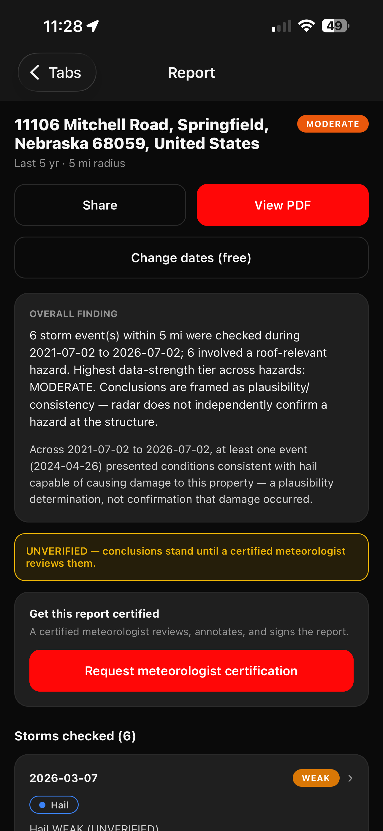 Citation Wx for iOS — report view